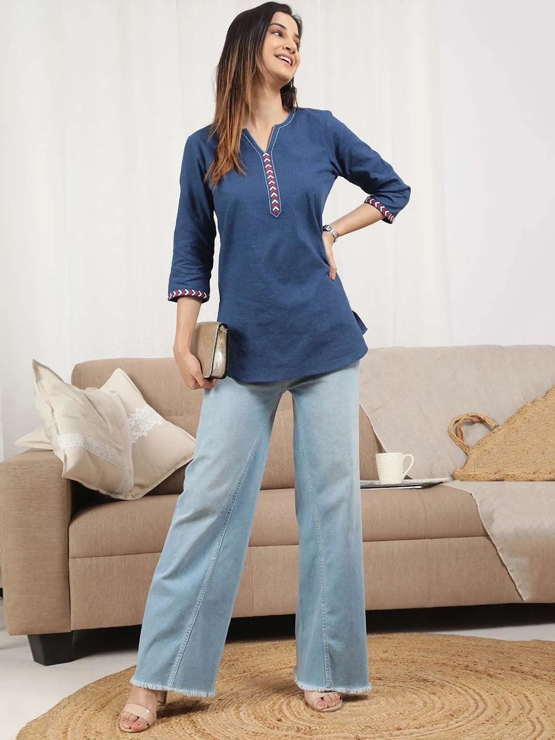 Indigo Embroidered Tunic