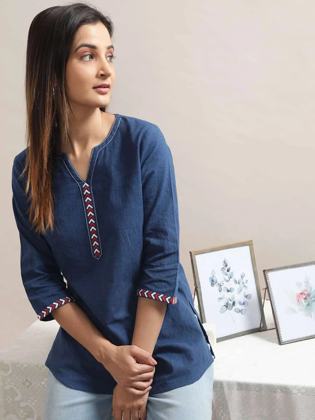 Indigo Embroidered Tunic