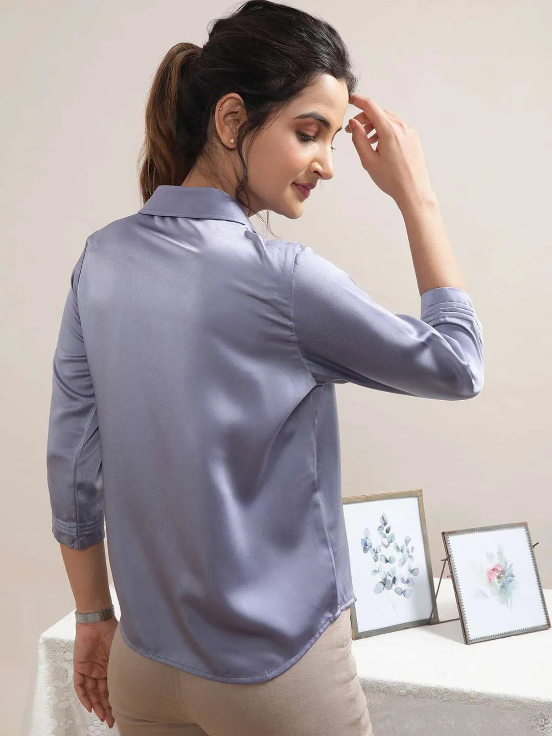 Lavender Satin Shirt