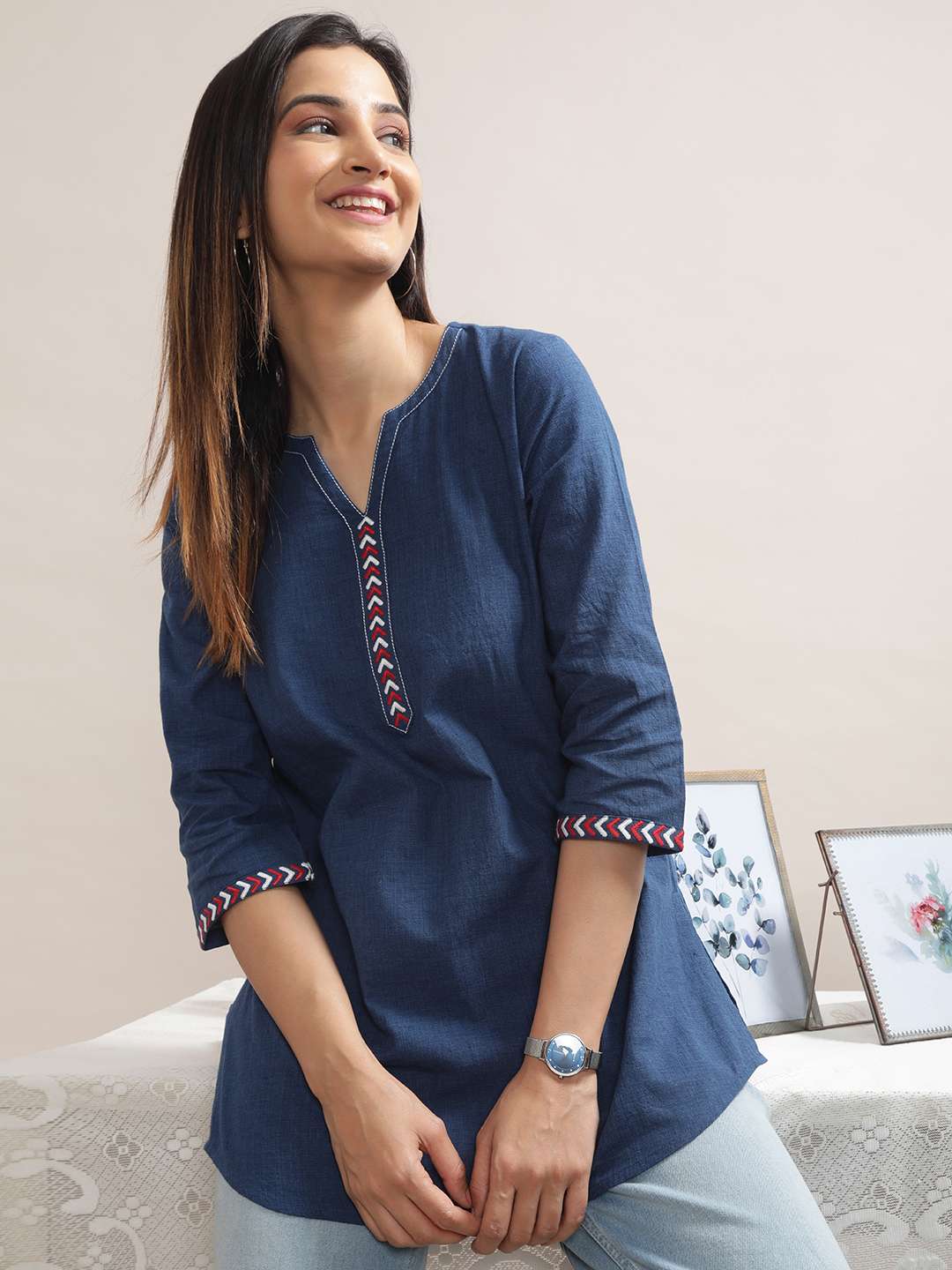 Indigo Embroidered Tunic