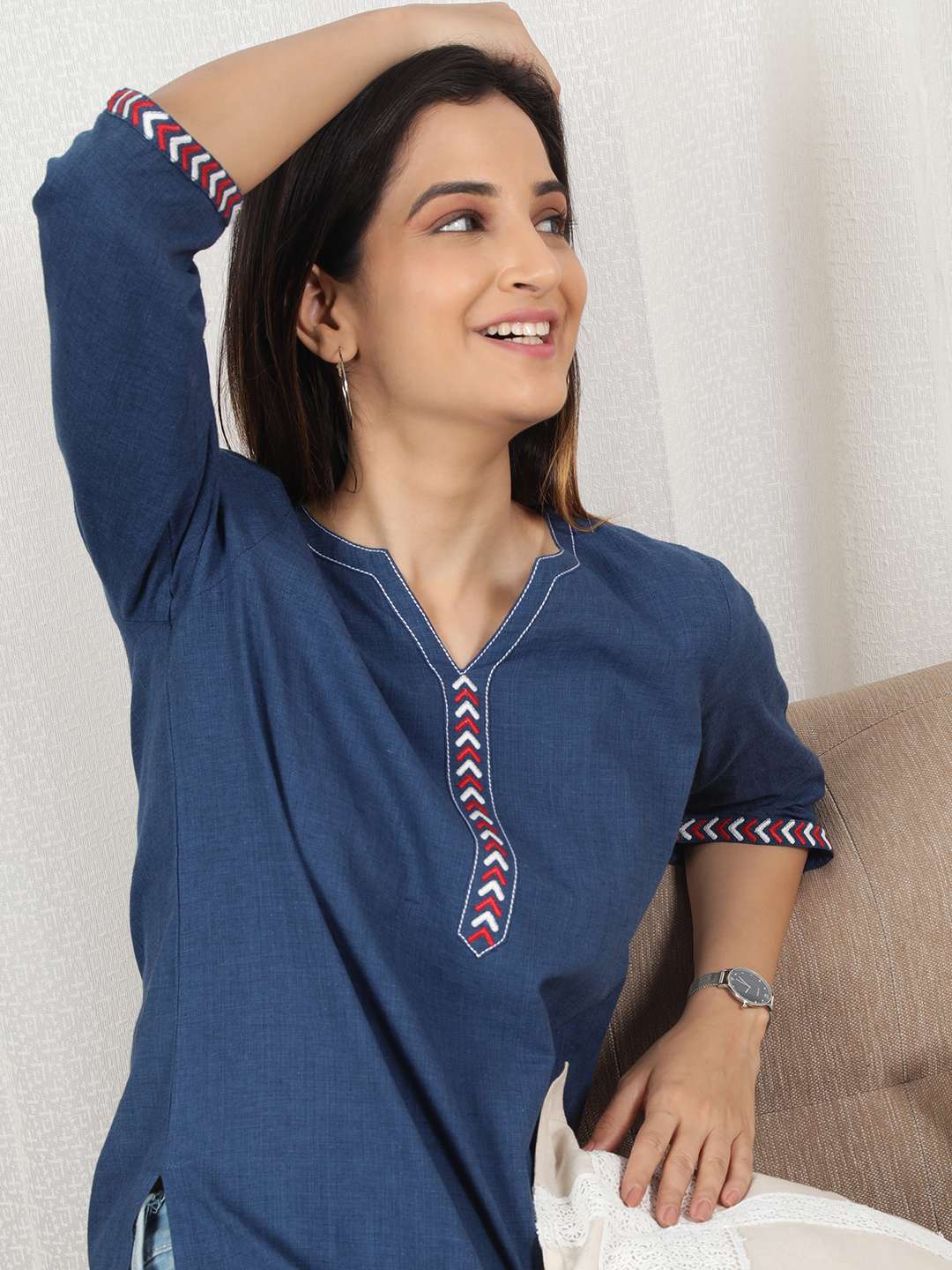 Indigo Embroidered Tunic