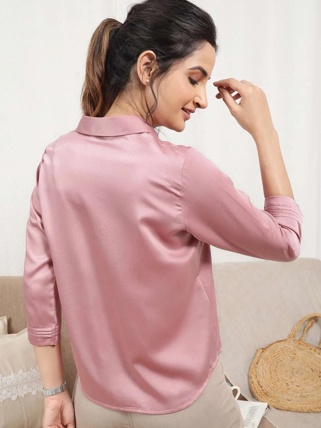 Rose Satin Shirt