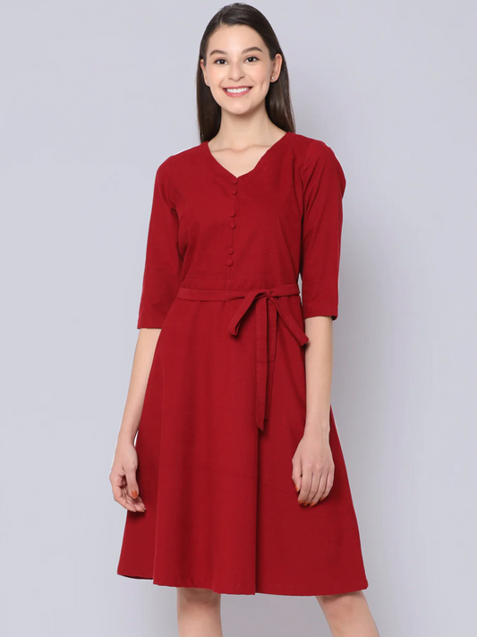 Cherry "Pure Cotton" Fabric Button Dress