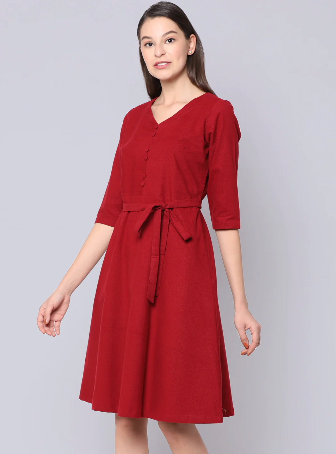 Cherry "Pure Cotton" Fabric Button Dress