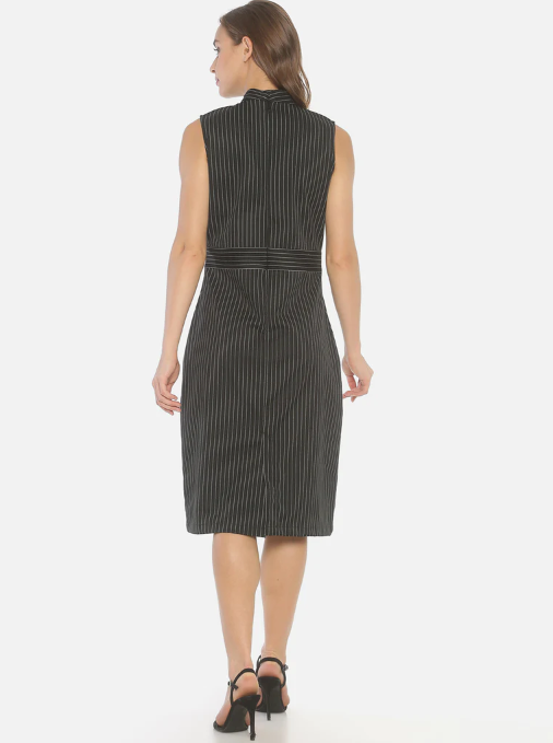 Onyx "Cotton Spandex" Stripes Sleeveless Dress